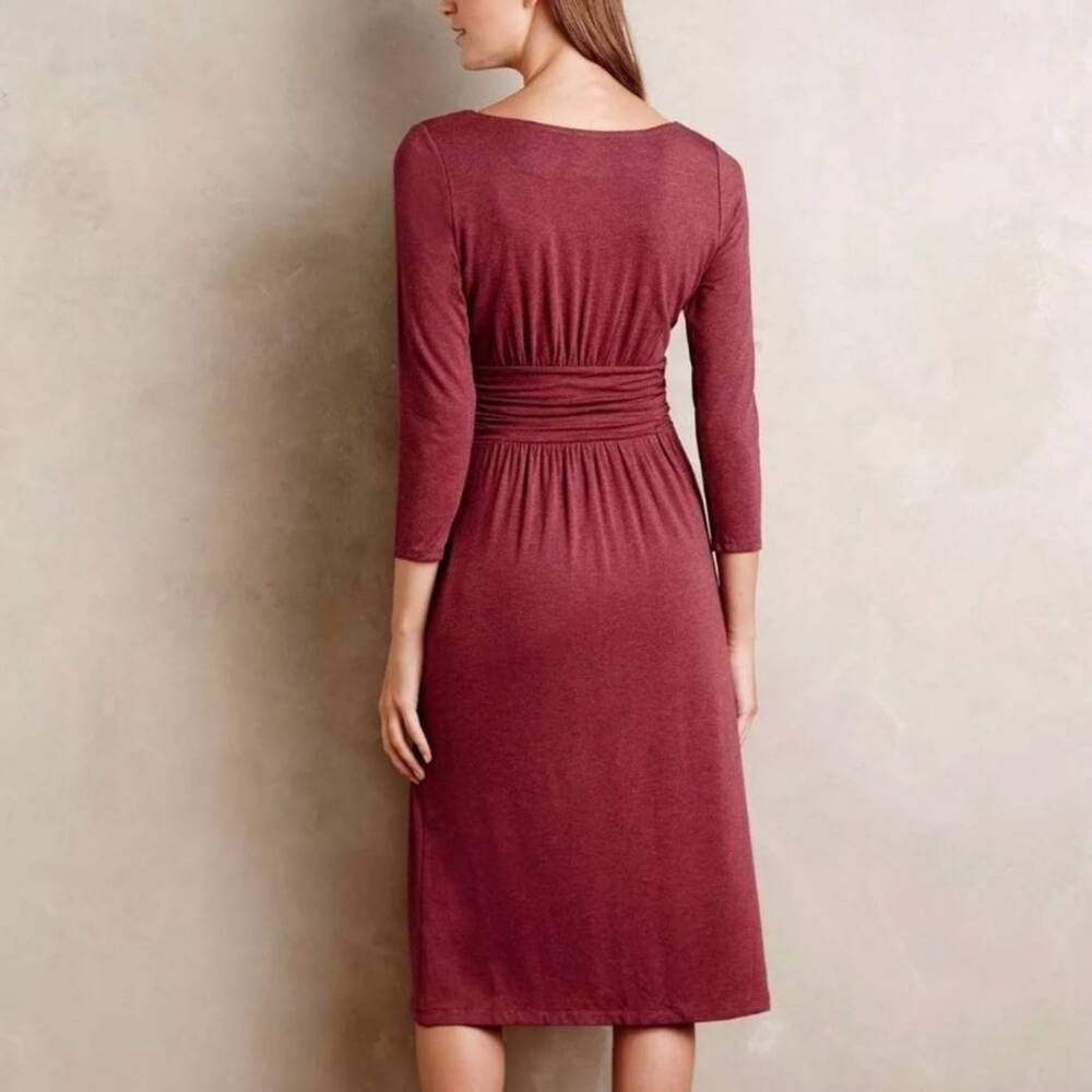 Anthropologie Maeve  Galena Burgundy Midi VNeck Jersey Wrap Dress L - Picture 11 of 11